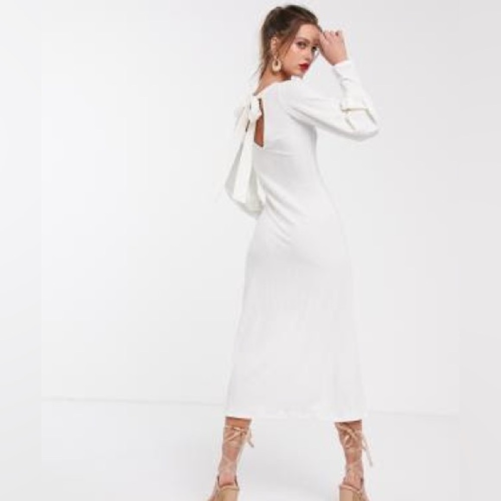 ASOS DESIGN swing rib bow back Midi Dress